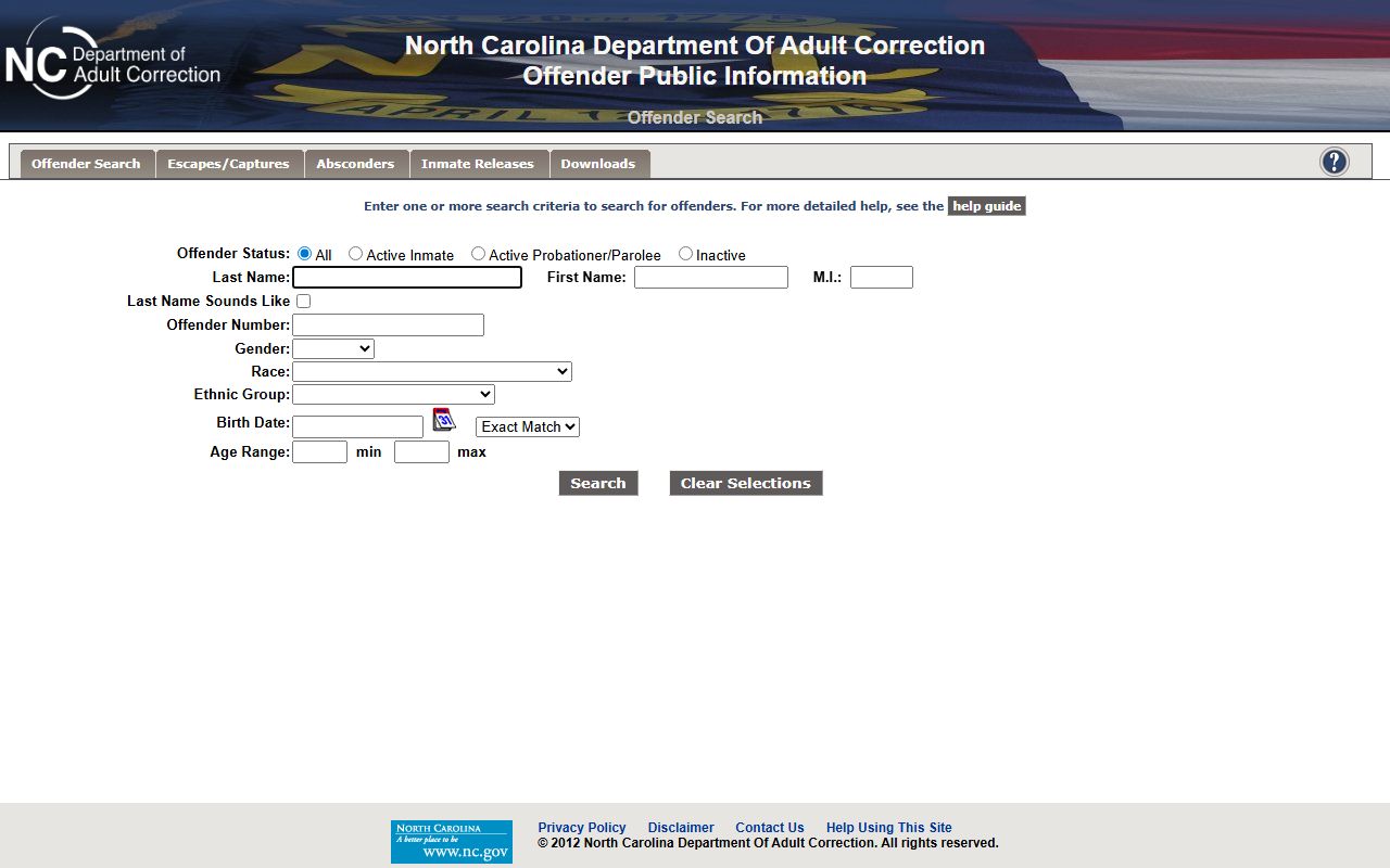 NCDAC offender search for Piedmont Correctional Institution inmates